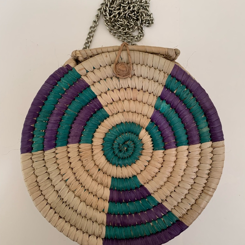 Round Rafia Handbag Purse by Vangel